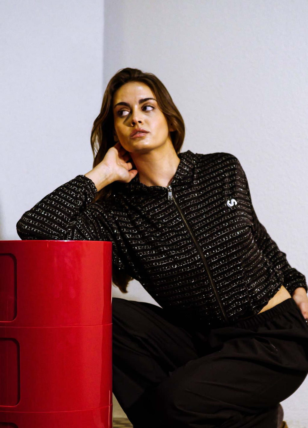 Icon Silver Fermuarlı Siyah Hırka