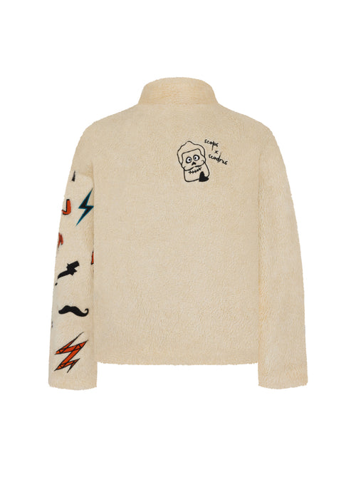 Unisex Suni Kürk Full Nakışlı Ceket Scops x Sevdrus Collab