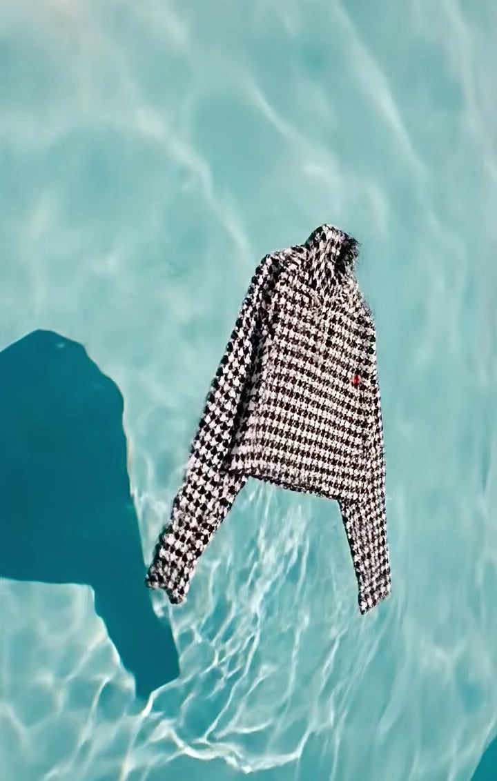 Shadow Ace Dik Yaka Yün Crop Sweatshirt