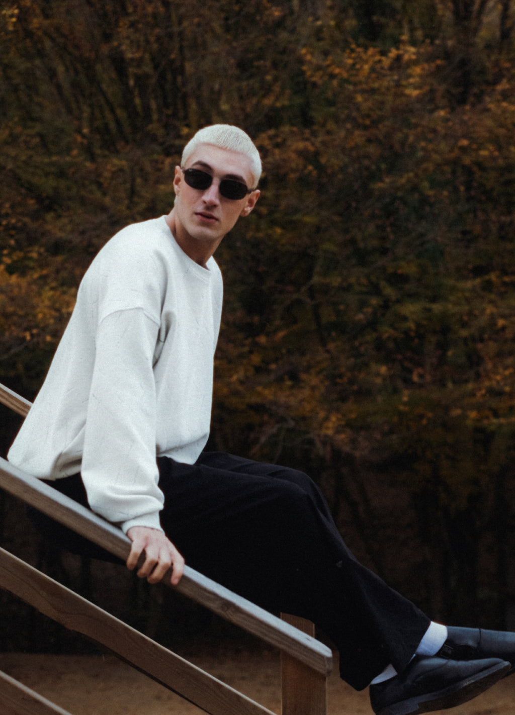 Unisex Beige Symphony Dokulu Ekru Sweatshirt