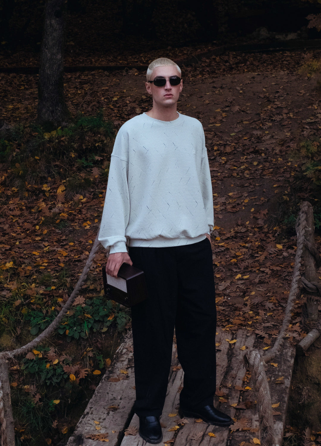 Unisex Beige Symphony Dokulu Ekru Sweatshirt