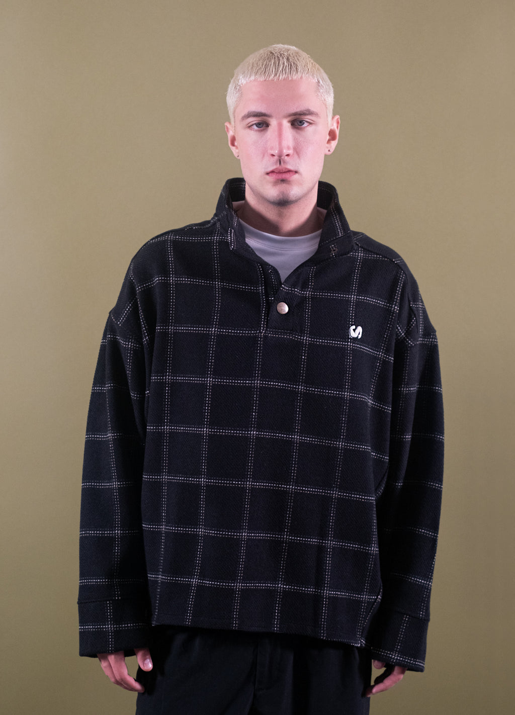 Unisex Charcoal High Collar Black Sweatshirt