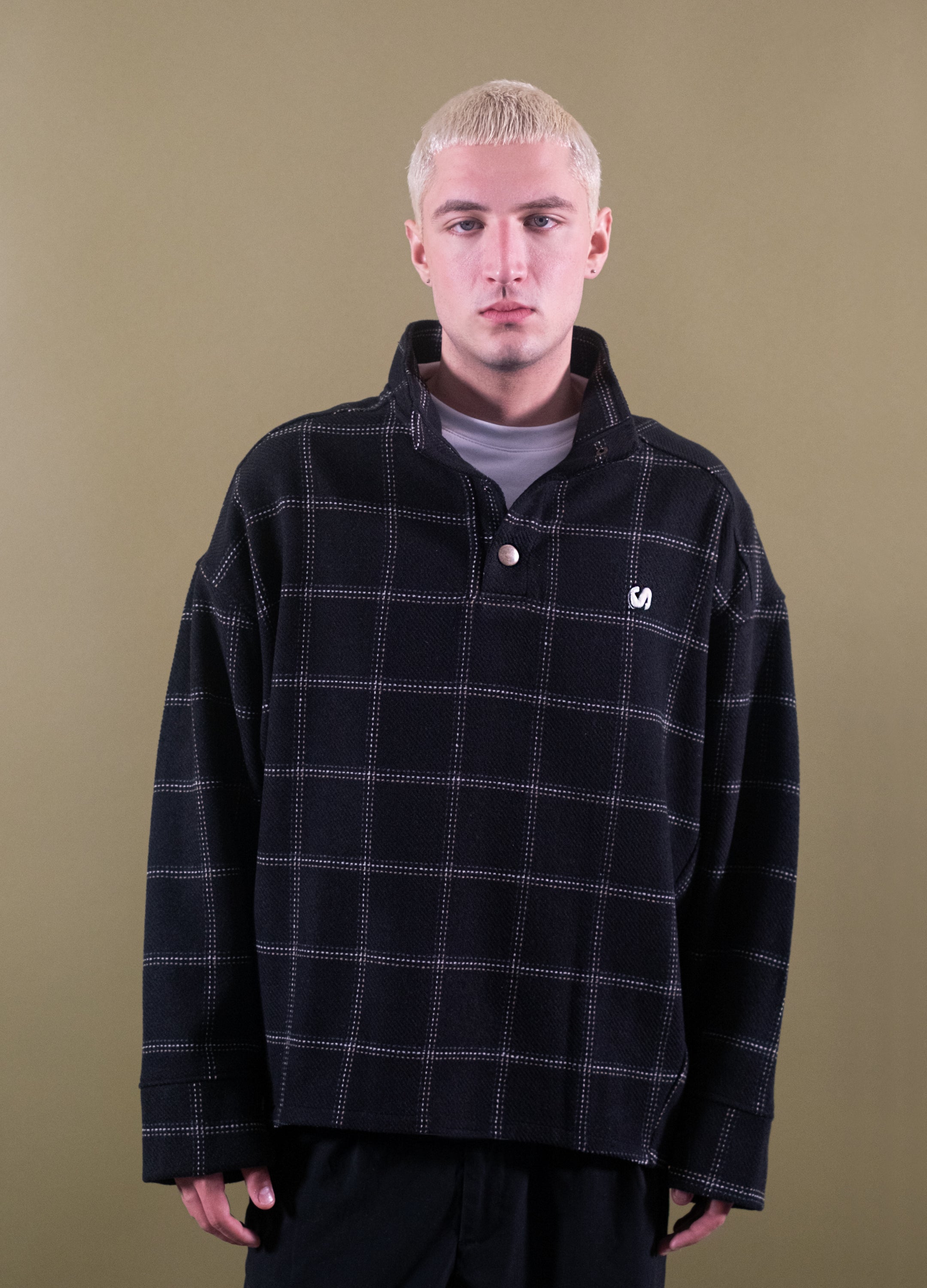 Unisex Charcoal High Collar Black Sweatshirt