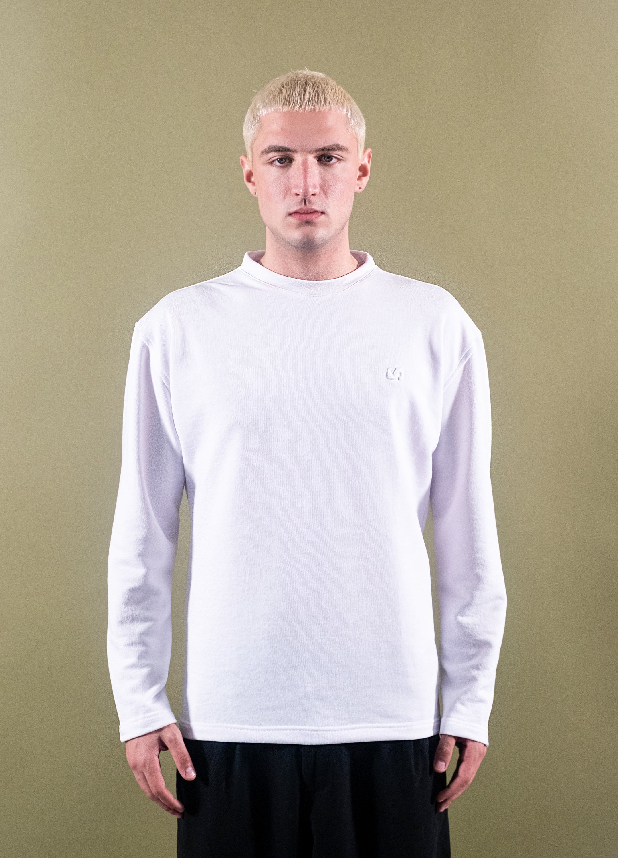 Unisex Cotton White Long Sleeve Tee