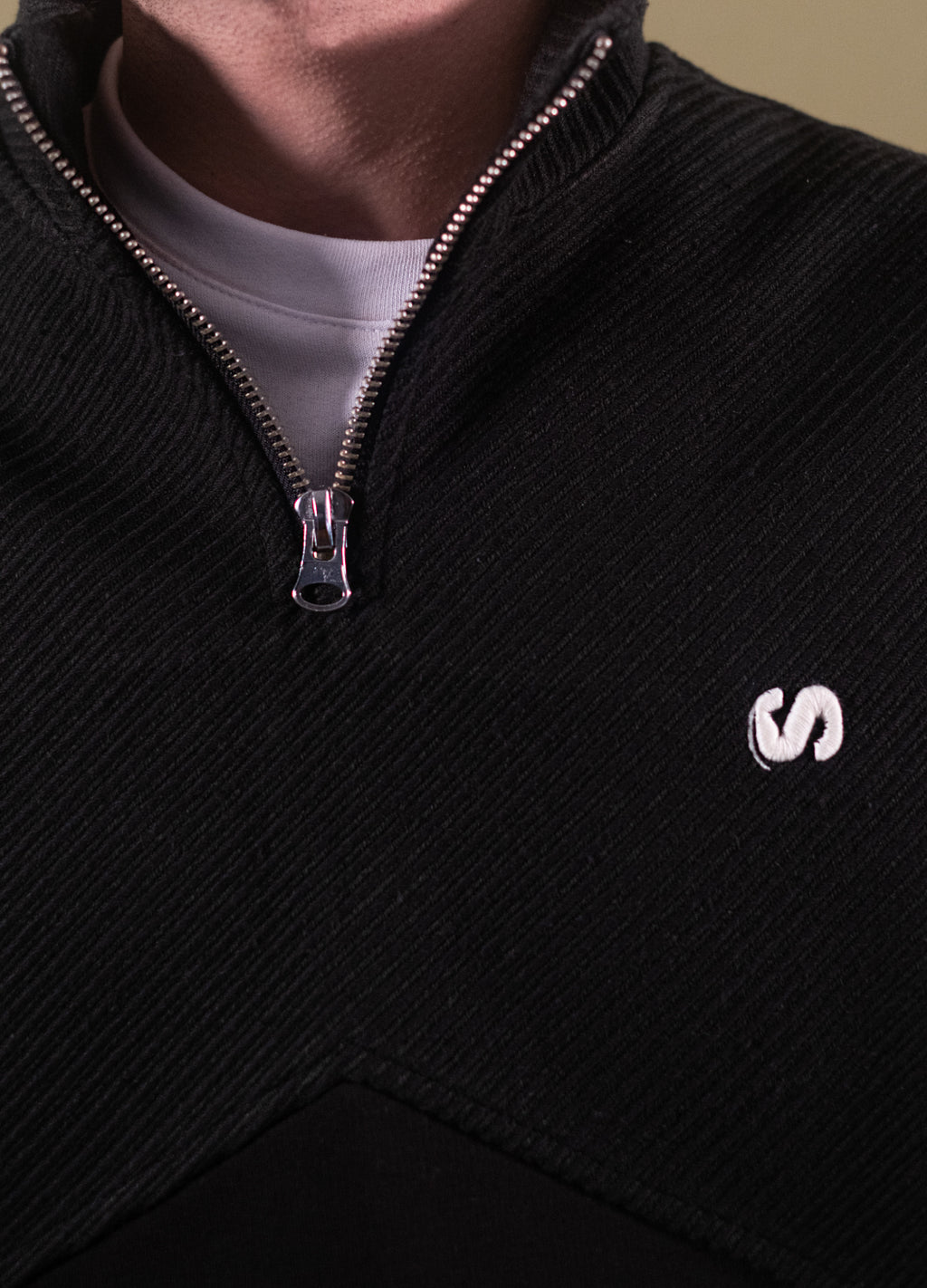 Unisex Prelude Half Zipped Black Sweatshirt