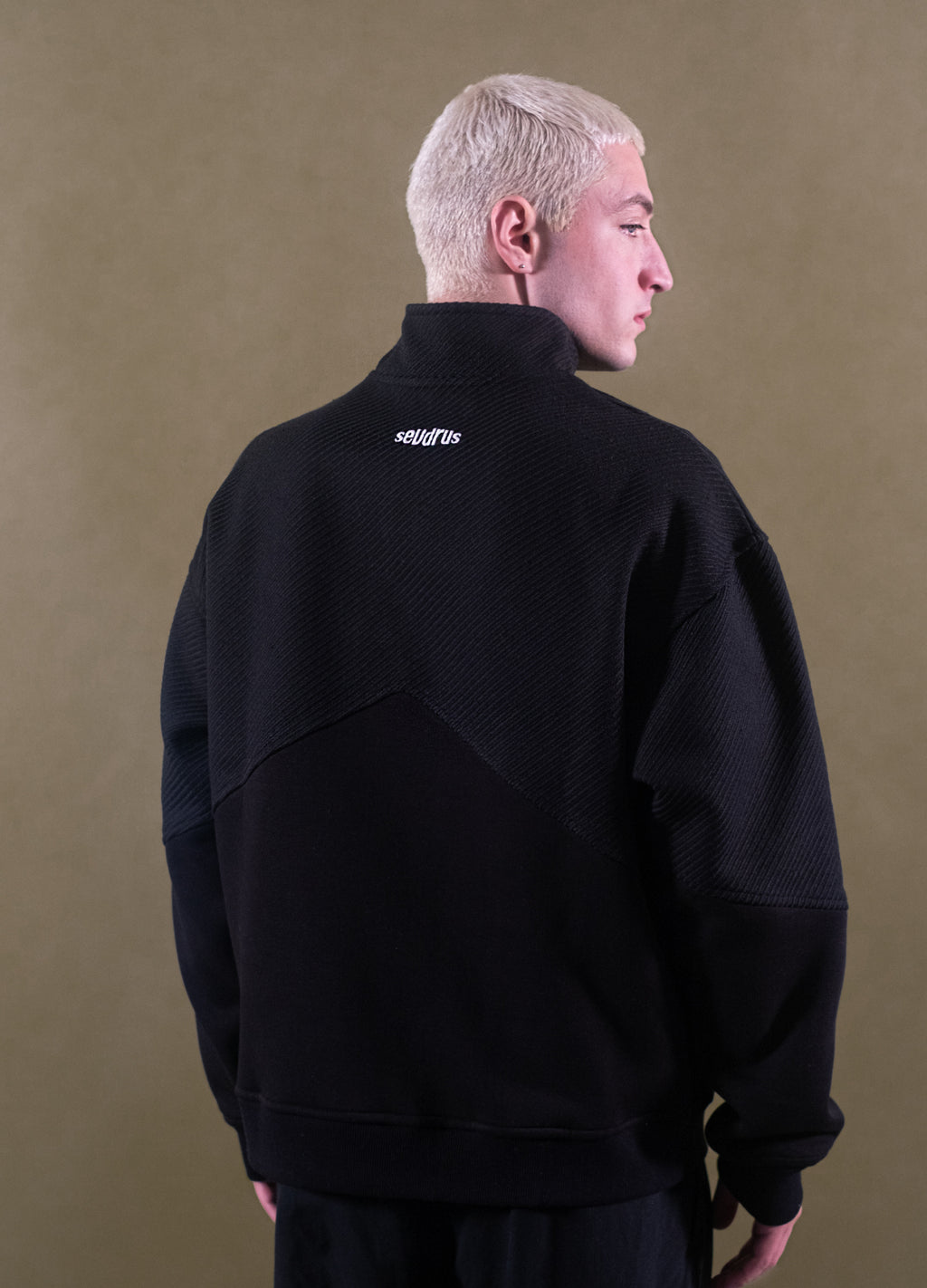 Unisex Prelude Half Zipped Black Sweatshirt