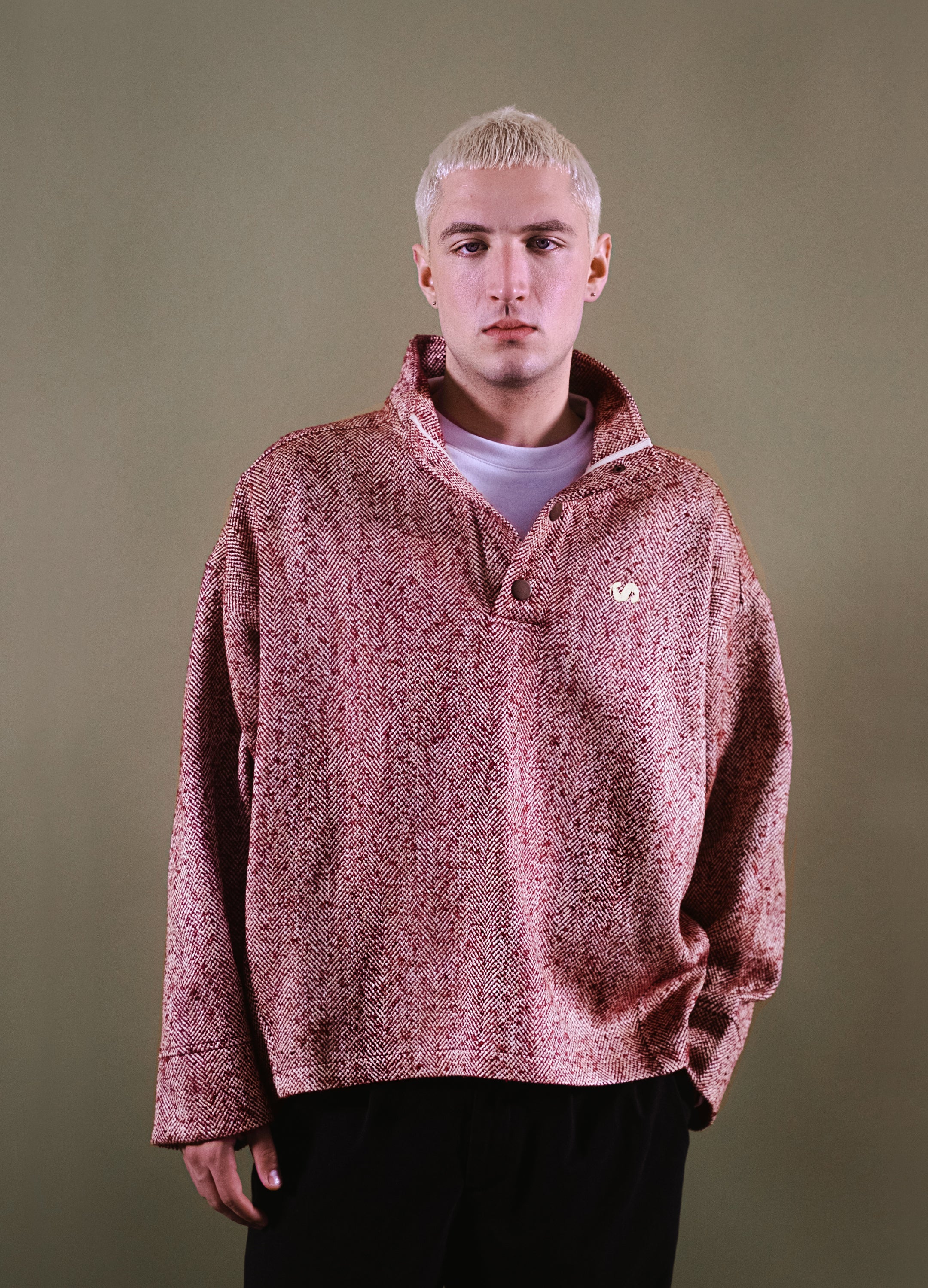 Unisex Garnet High Collar Wool Sweatshirt