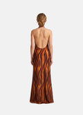 SAMPLE SALE - Golden Ember Gown Sırt Dekolteli Pamuk Saten Maxi Elbise