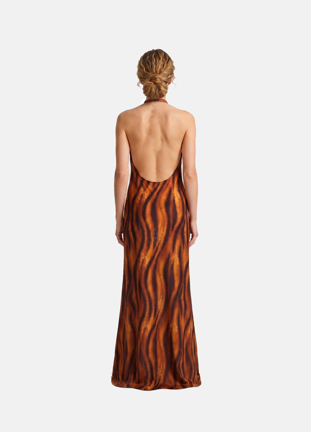 Golden Ember Gown Sırt Dekolteli Pamuk Saten Maxi Elbise