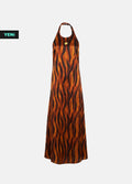 Golden Ember Gown Sırt Dekolteli Pamuk Saten Maxi Elbise