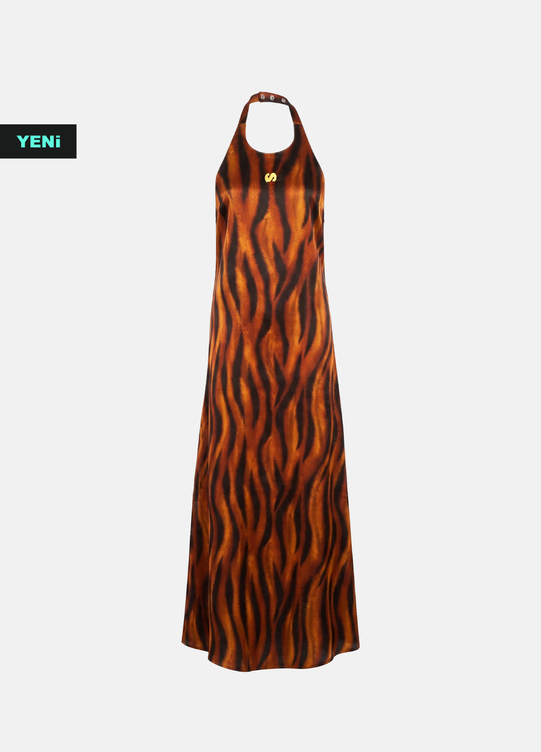 Golden Ember Gown Sırt Dekolteli Pamuk Saten Maxi Elbise
