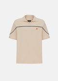 Unisex Polo Yaka Nakışlı Krem T-Shirt