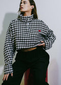 Shadow Ace Dik Yaka Yün Crop Sweatshirt