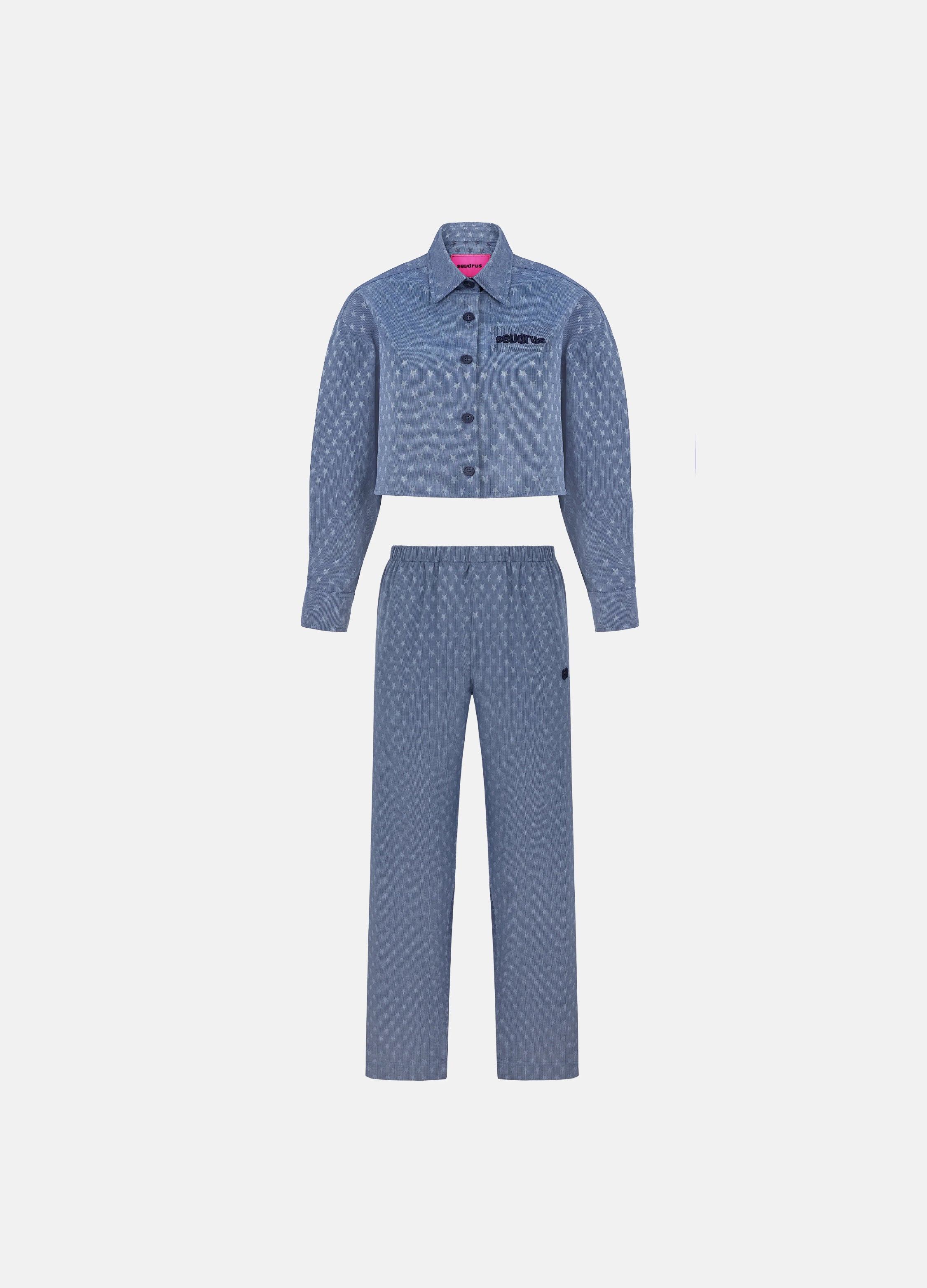 Starry Crop Shirt and Sweatpant Set