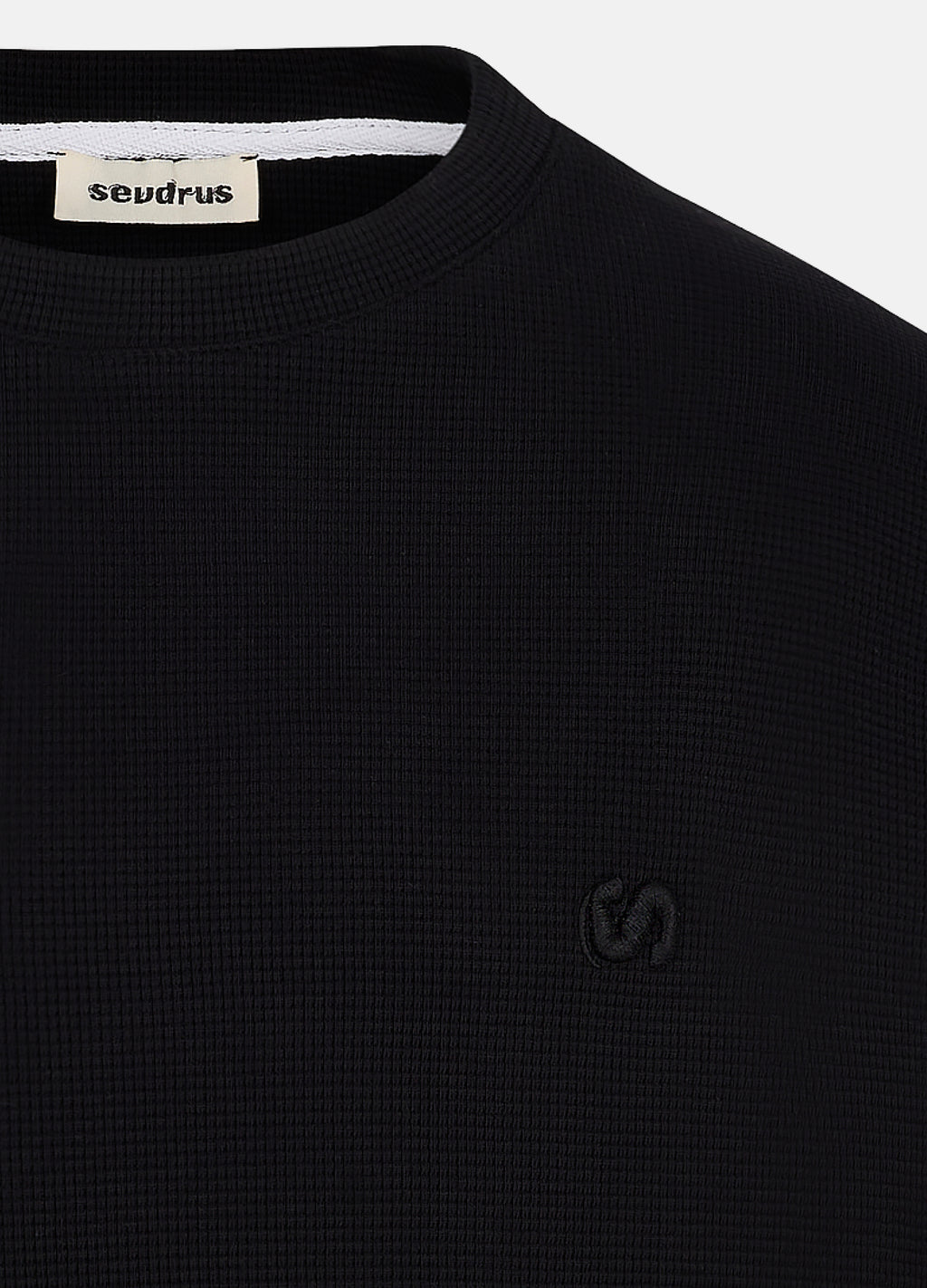 Unisex Black Waffle Long Sleeve Tee