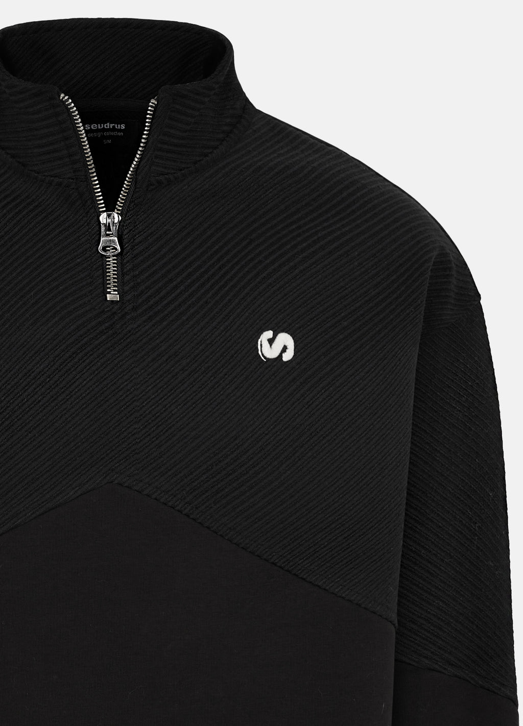 Unisex Prelude Half Zipped Black Sweatshirt