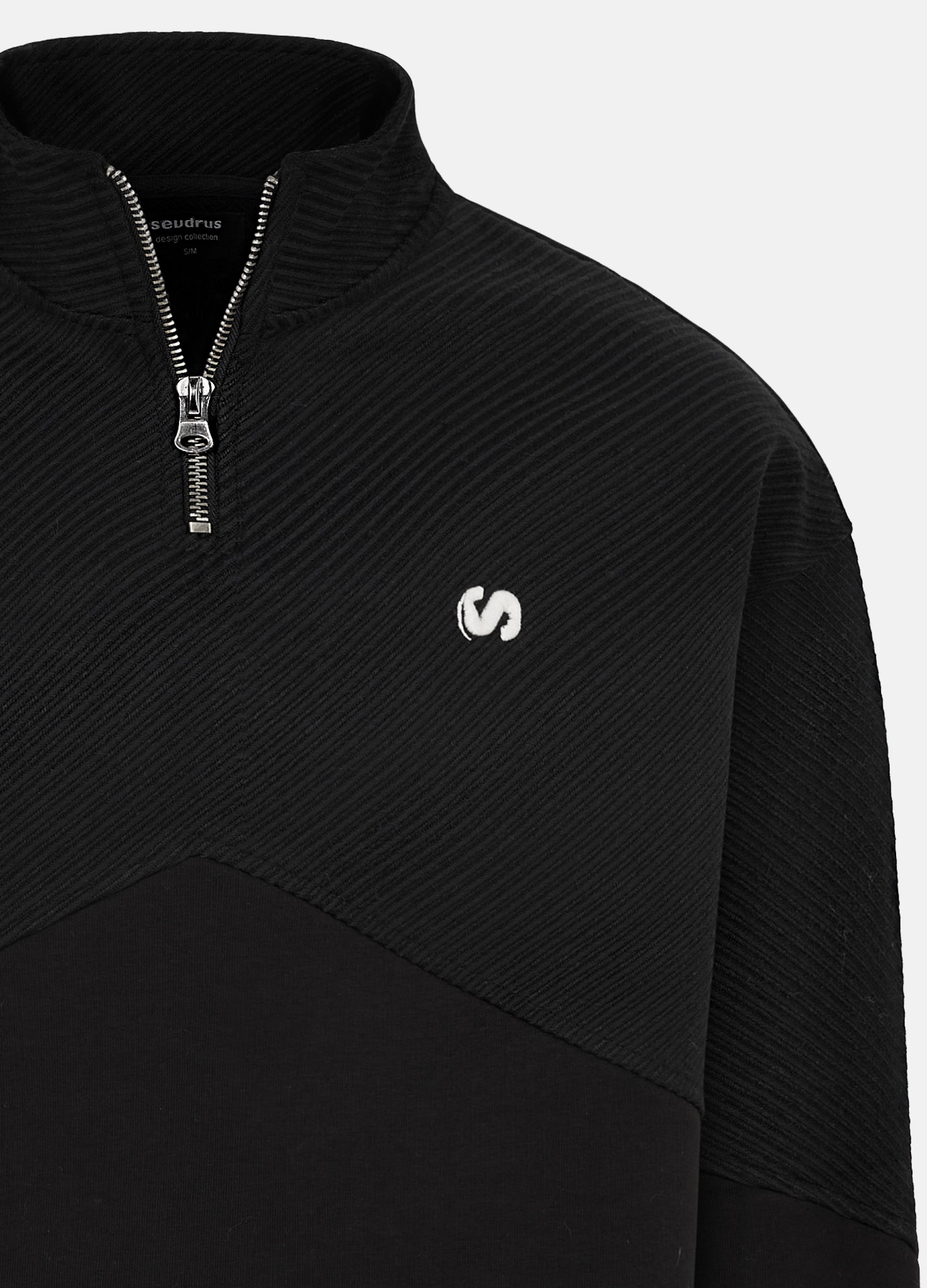 Unisex Prelude Half Zipped Black Sweatshirt