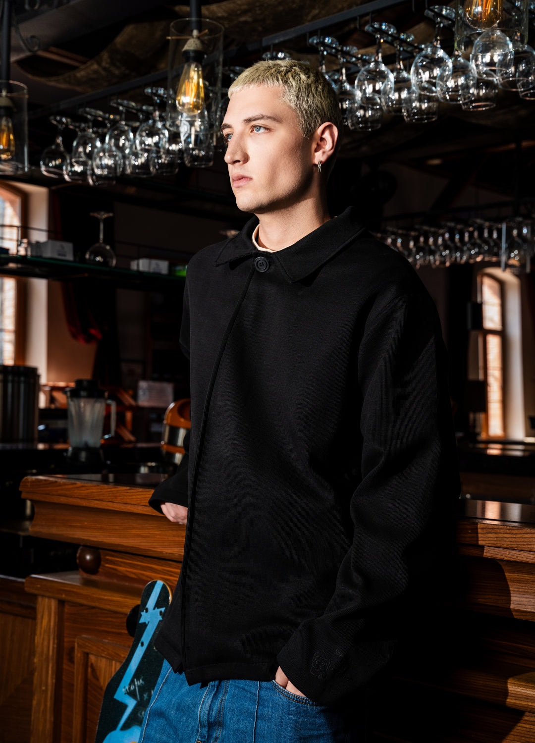 Unisex Black Jacket Scops x Sevdrus Collar