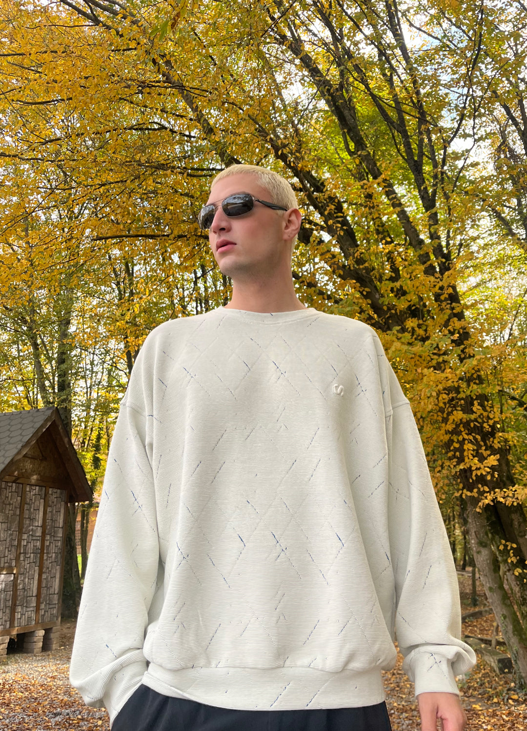 Unisex Beige Symphony Dokulu Ekru Sweatshirt