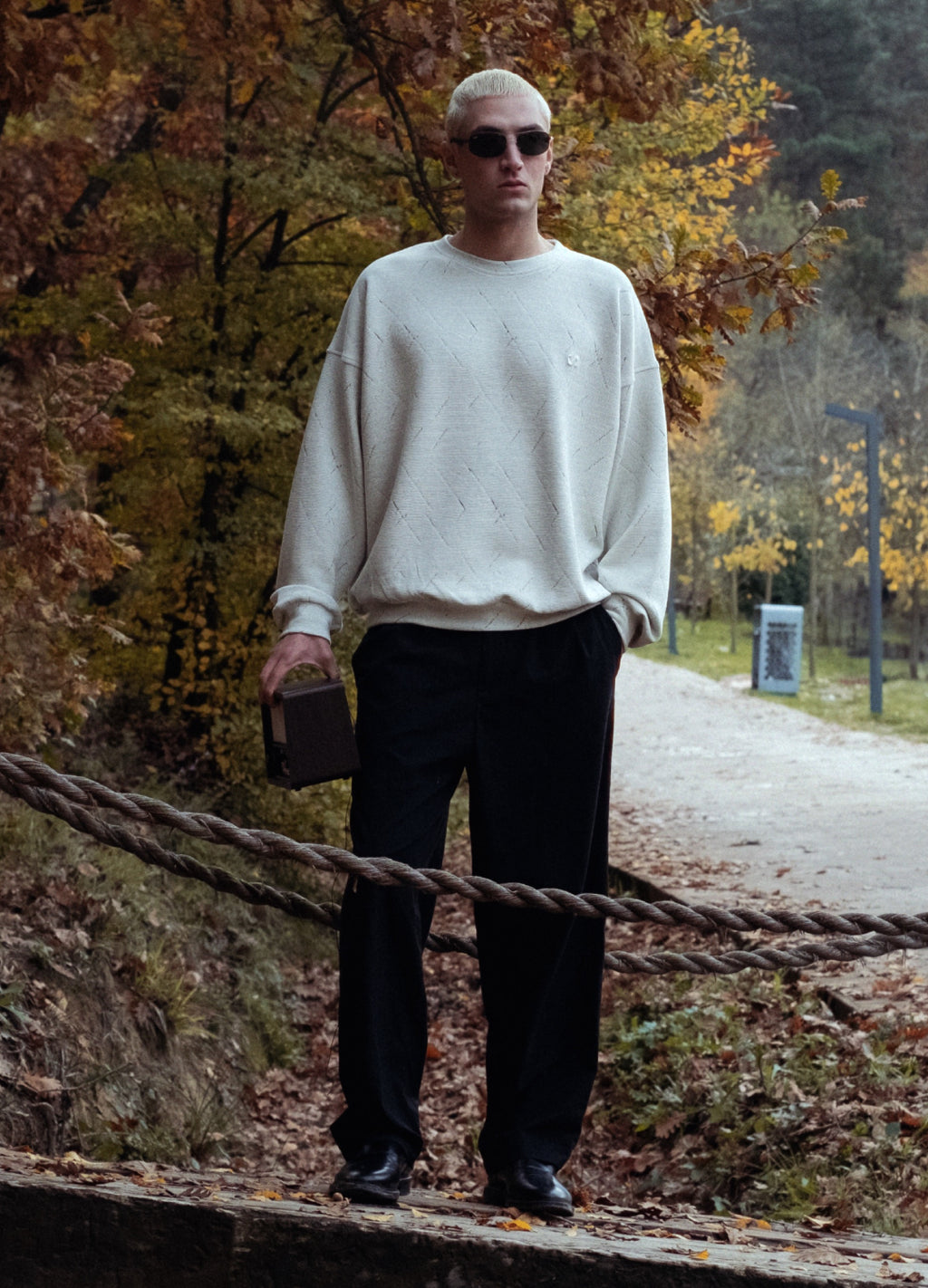 Unisex Beige Symphony Dokulu Ekru Sweatshirt