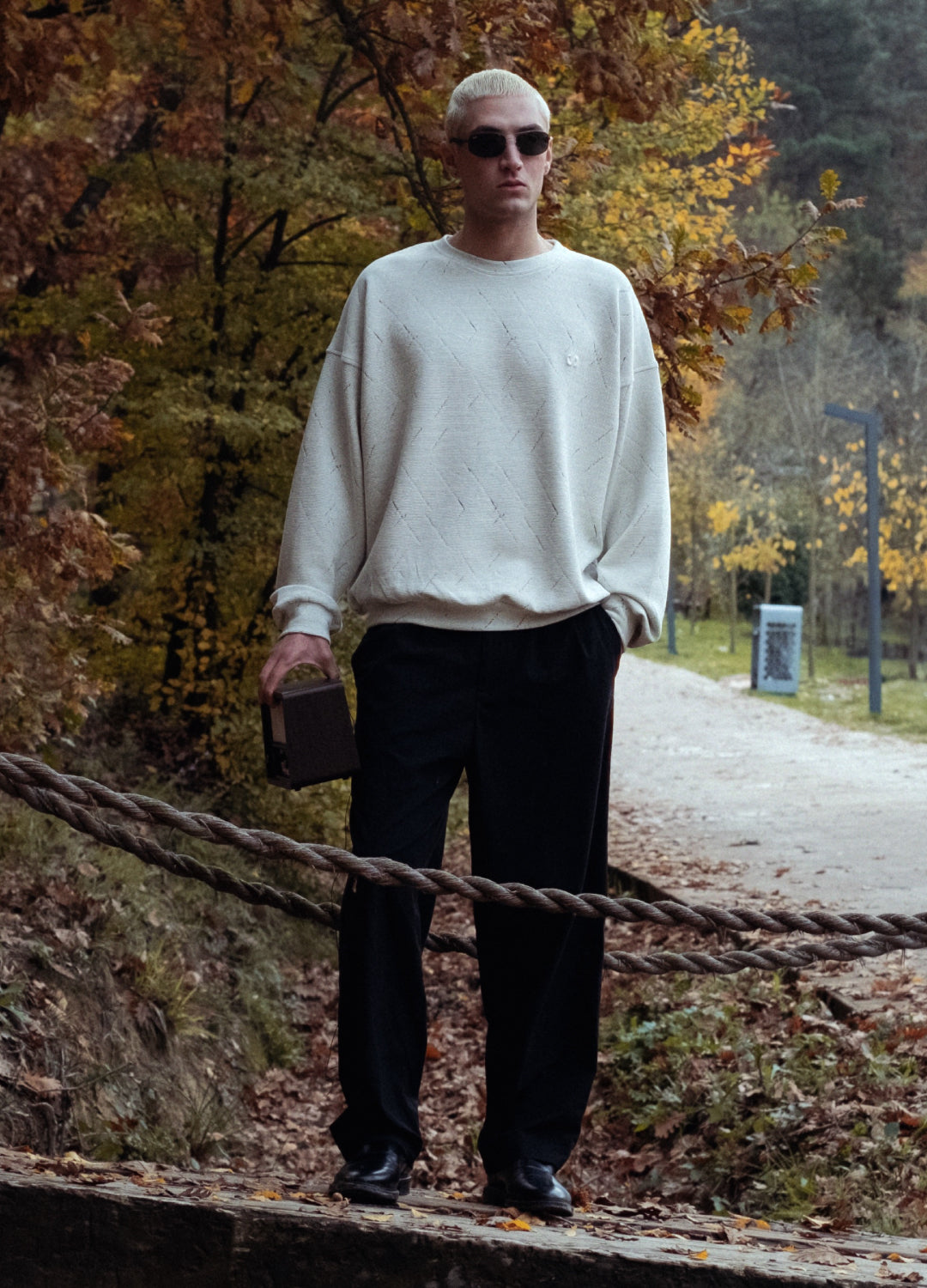 Unisex Beige Symphony Dokulu Ekru Sweatshirt