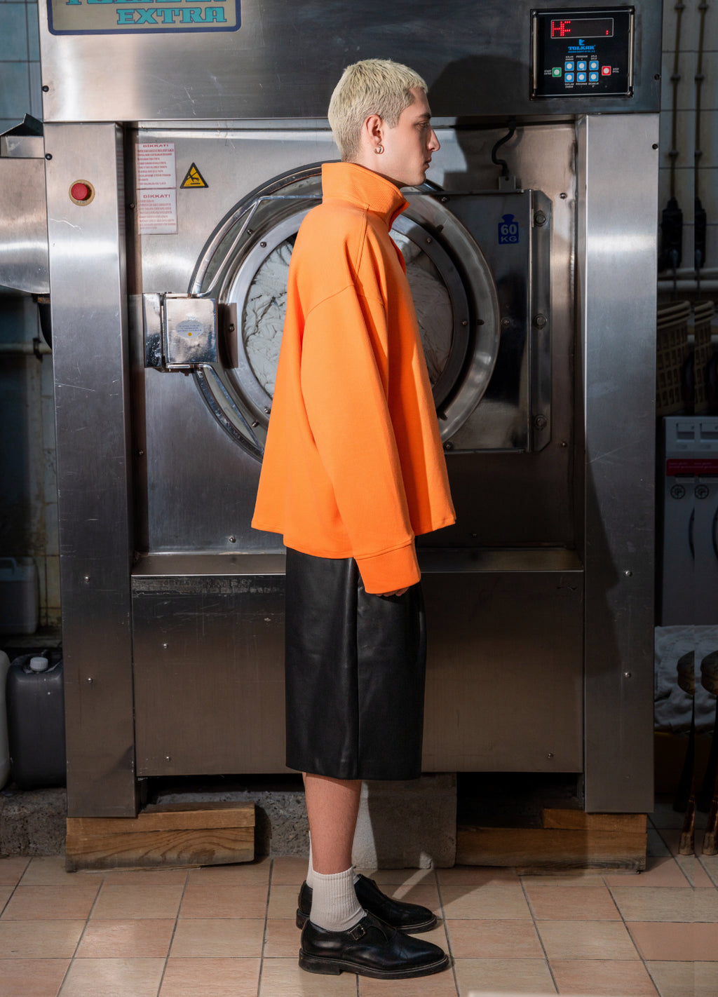 Unisex Orange High Collar Sweatshirt Scops x Sevdrus Collab