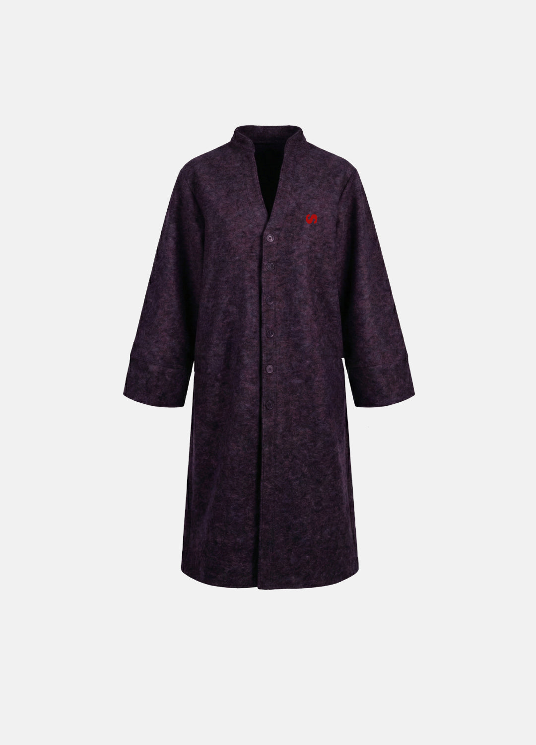 Effortless Logo Nakışlı %30 Yün Mor UZUN Hırka