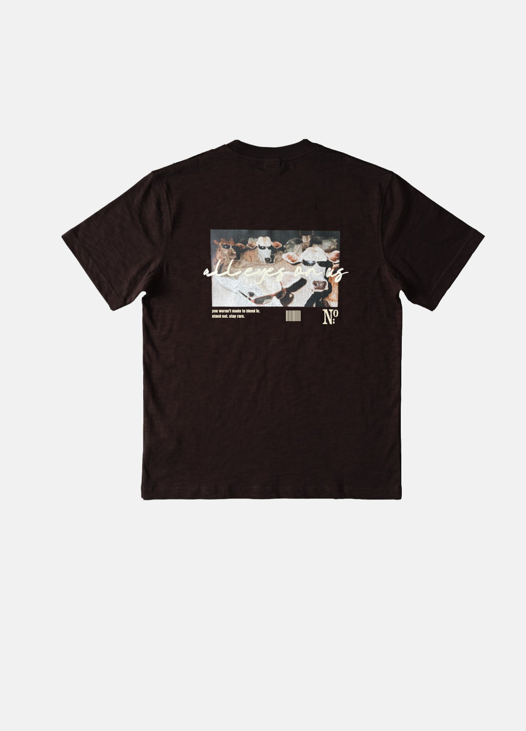 All Eyes On Us Baskılı Kahverengi Regular T-Shirt
