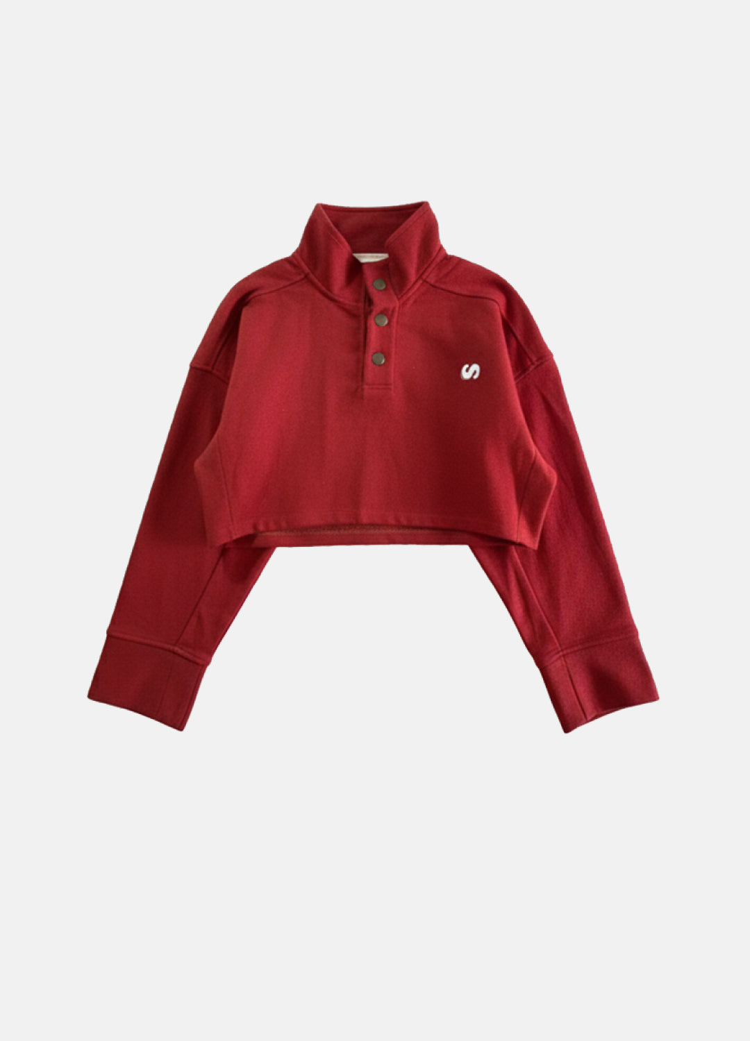 Wildcard Red High Collar Wool Crop Sweatshirt