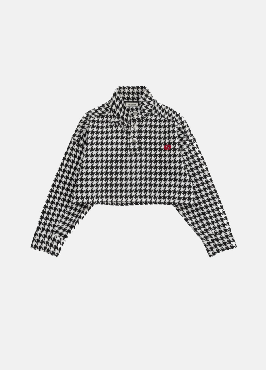 Shadow Ace High Collar Wool Crop Sweatshirt